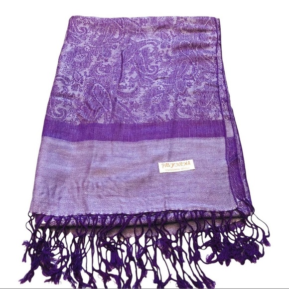 Pashmina Scarf Purple Silver - Picture 1 of 5